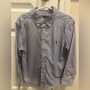 Ralph Lauren Boys Blue and White Striped Button-Down Shirt